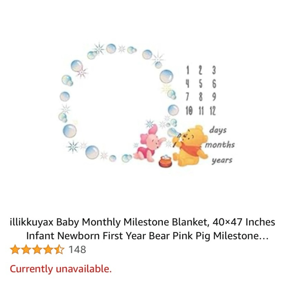 Winnie the Pooh Baby Monthly Milestone Blanket